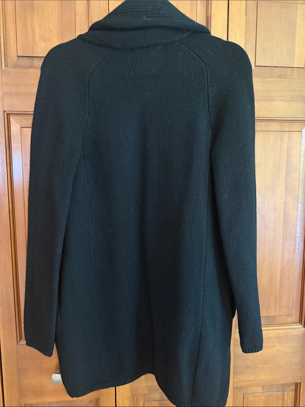 Vince Black Ribbed Shawl-Collar Open Cardigan